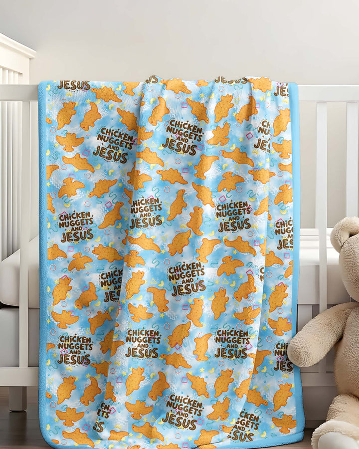 Chicken Nuggets and Jesus Family Matching Bamboo Blanket