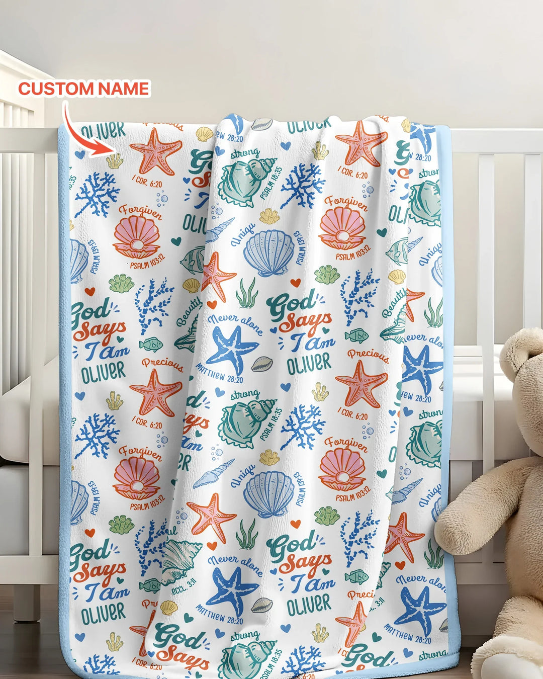Coastal God Says I Am Custom Name Bamboo Blanket