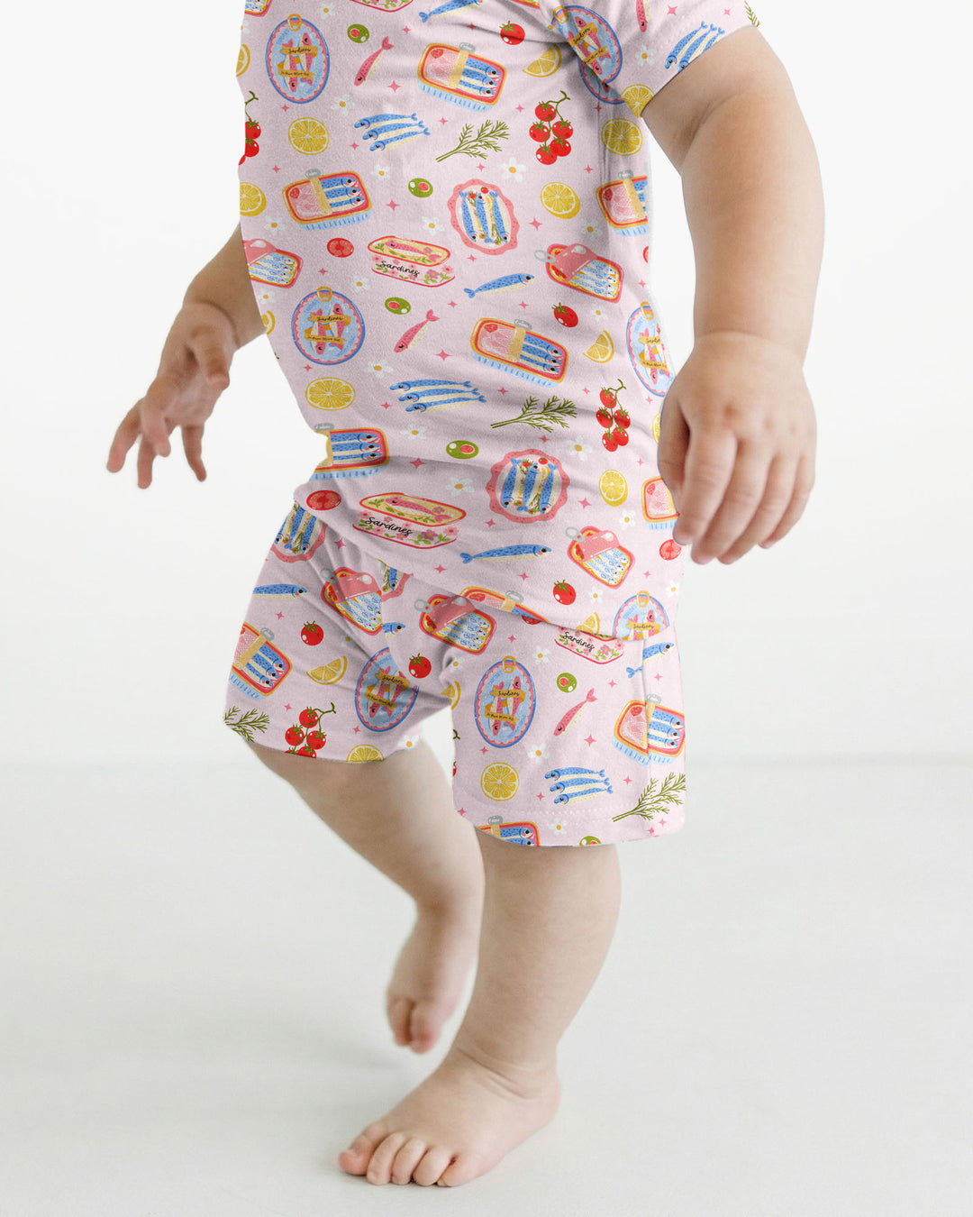 Preppy Sardines Bamboo Two Piece Short Sleeve Shorts Pajama Set