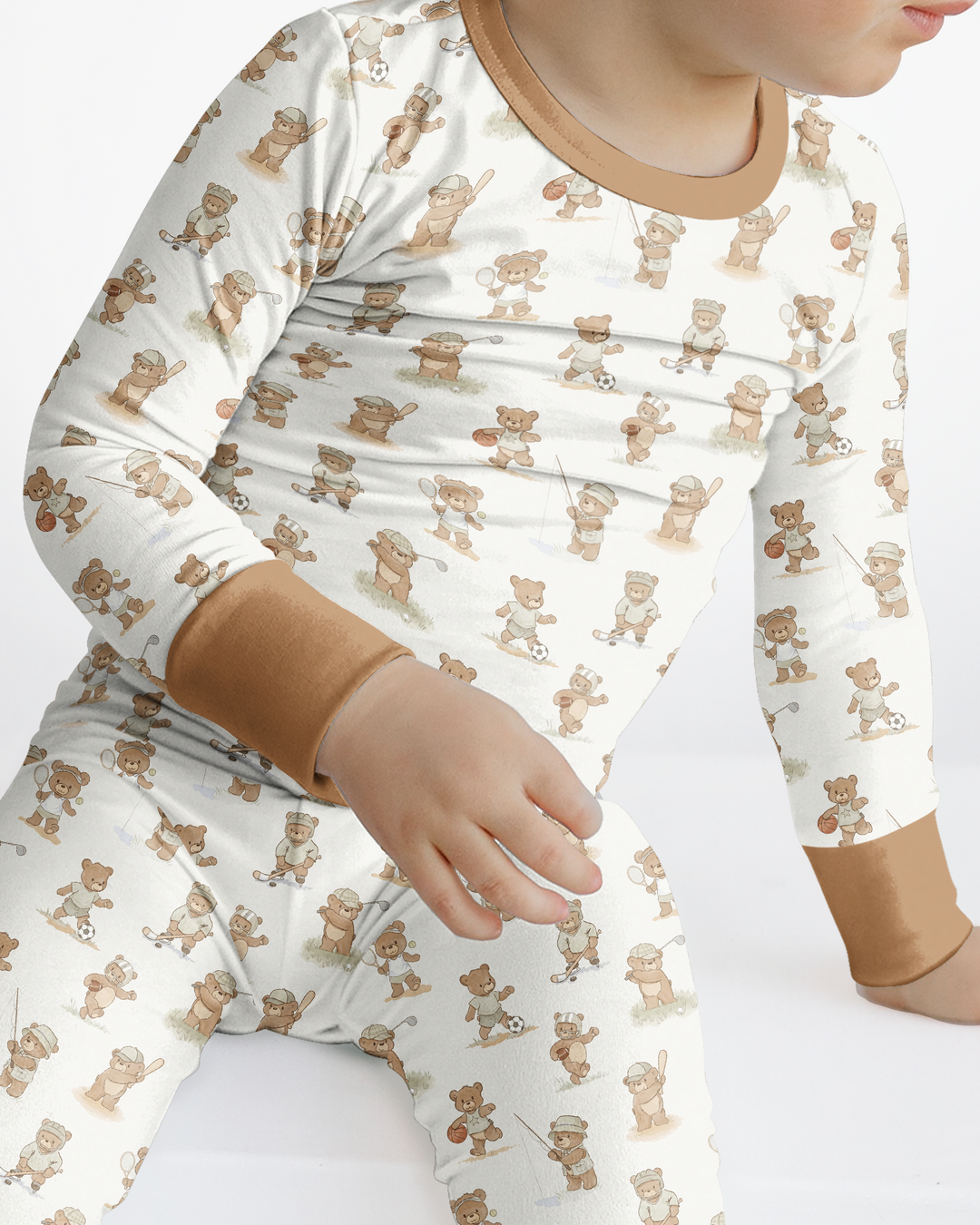 Little Sports Bears Bamboo Two Piece Long Sleeve Pajama Set