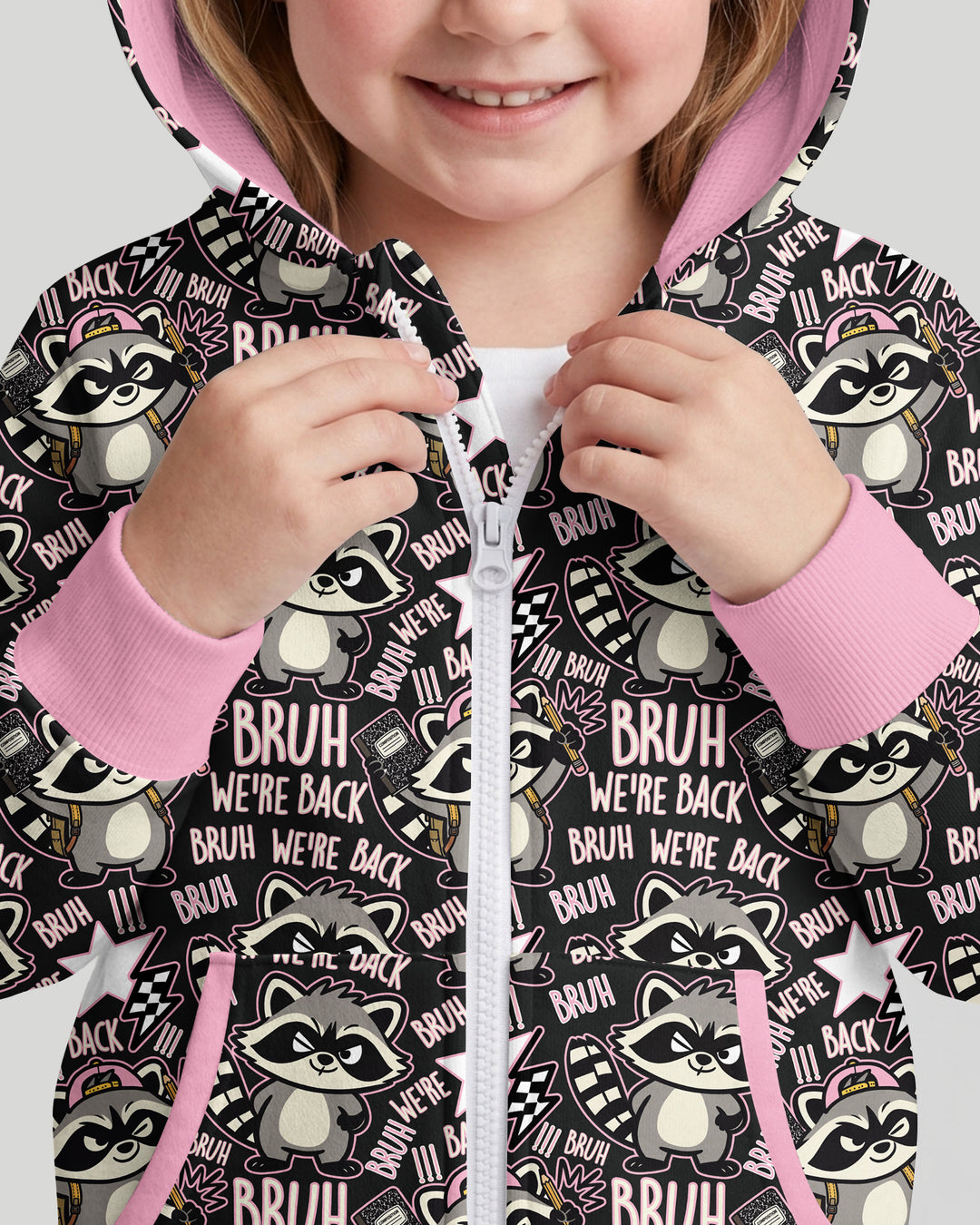 Bruh We're Back Raccoon Bamboo Zip Hoodie