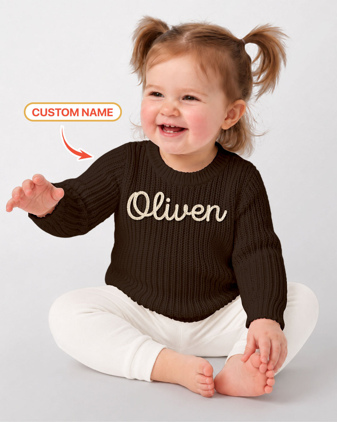 Embroidered Baby Name Bamboo Knit Sweater Bubble