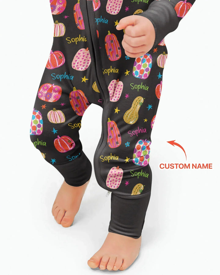 Custom Name Colorful Pumpkin Bamboo Convertible Zippy