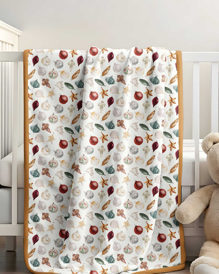 Watercolor Christmas Ornaments Bamboo Blanket
