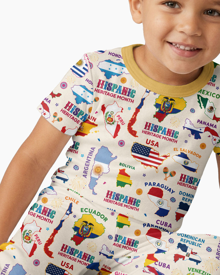Hispanic Heritage Month Country Flags Bamboo Two Piece Short Sleeve Pajama Set