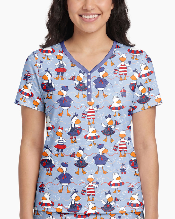 Freedom Floaties Family Matching Bamboo Women Short Sleeve Short Pajama Set