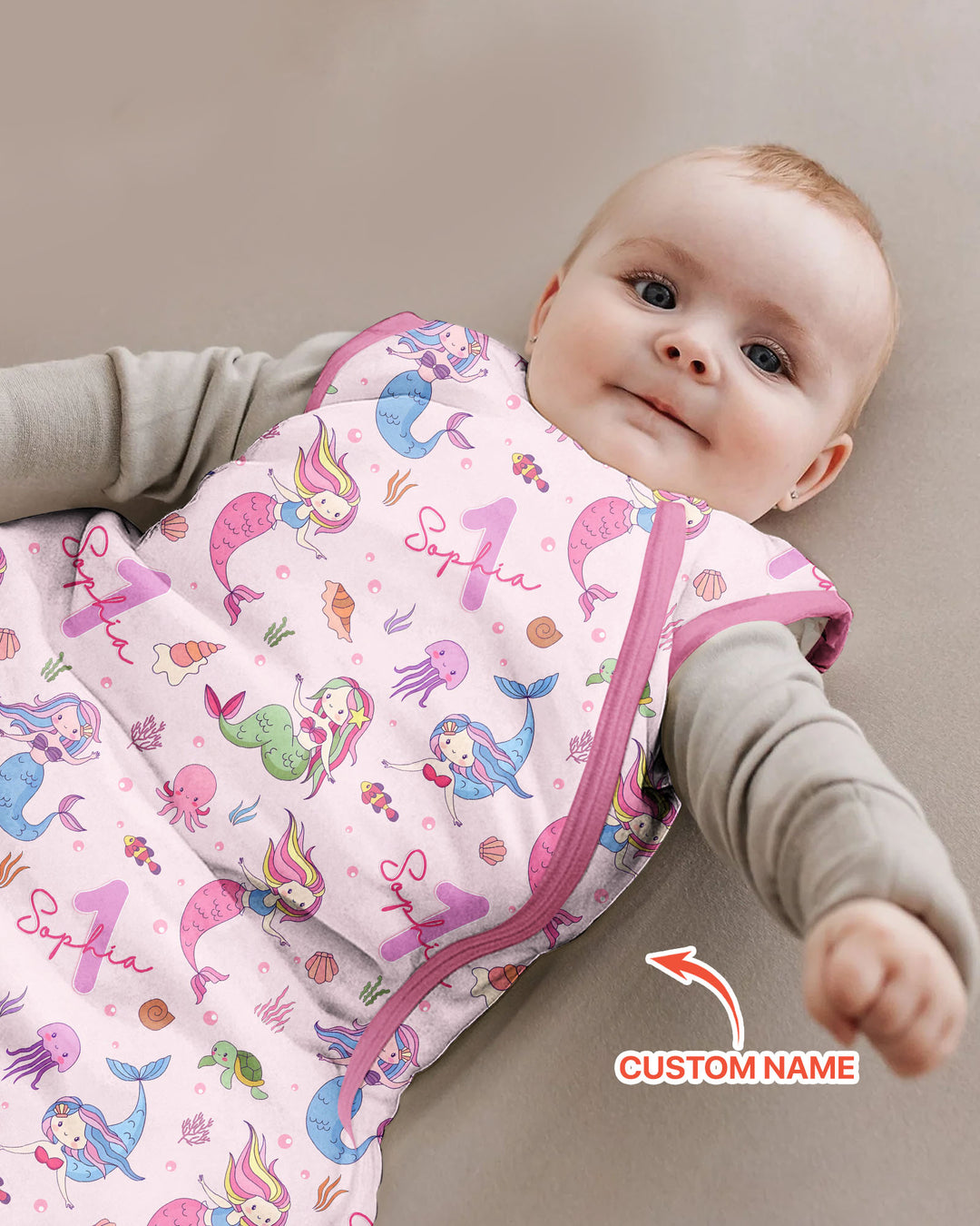 Custom Name Birthday Mermaid Wild One Bamboo Sleep Bag