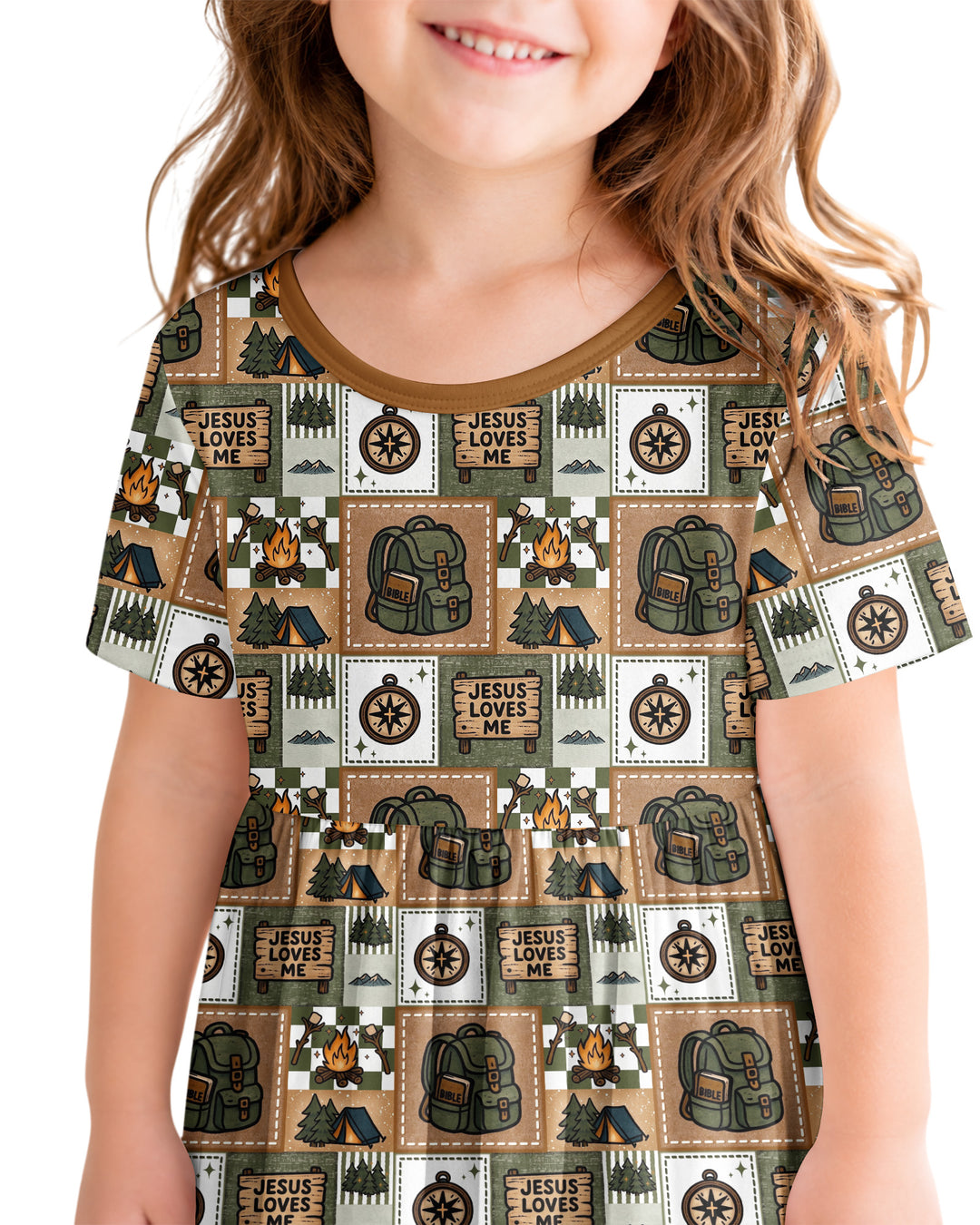 Camping Jesus Loves Me Bamboo Twirl Dress