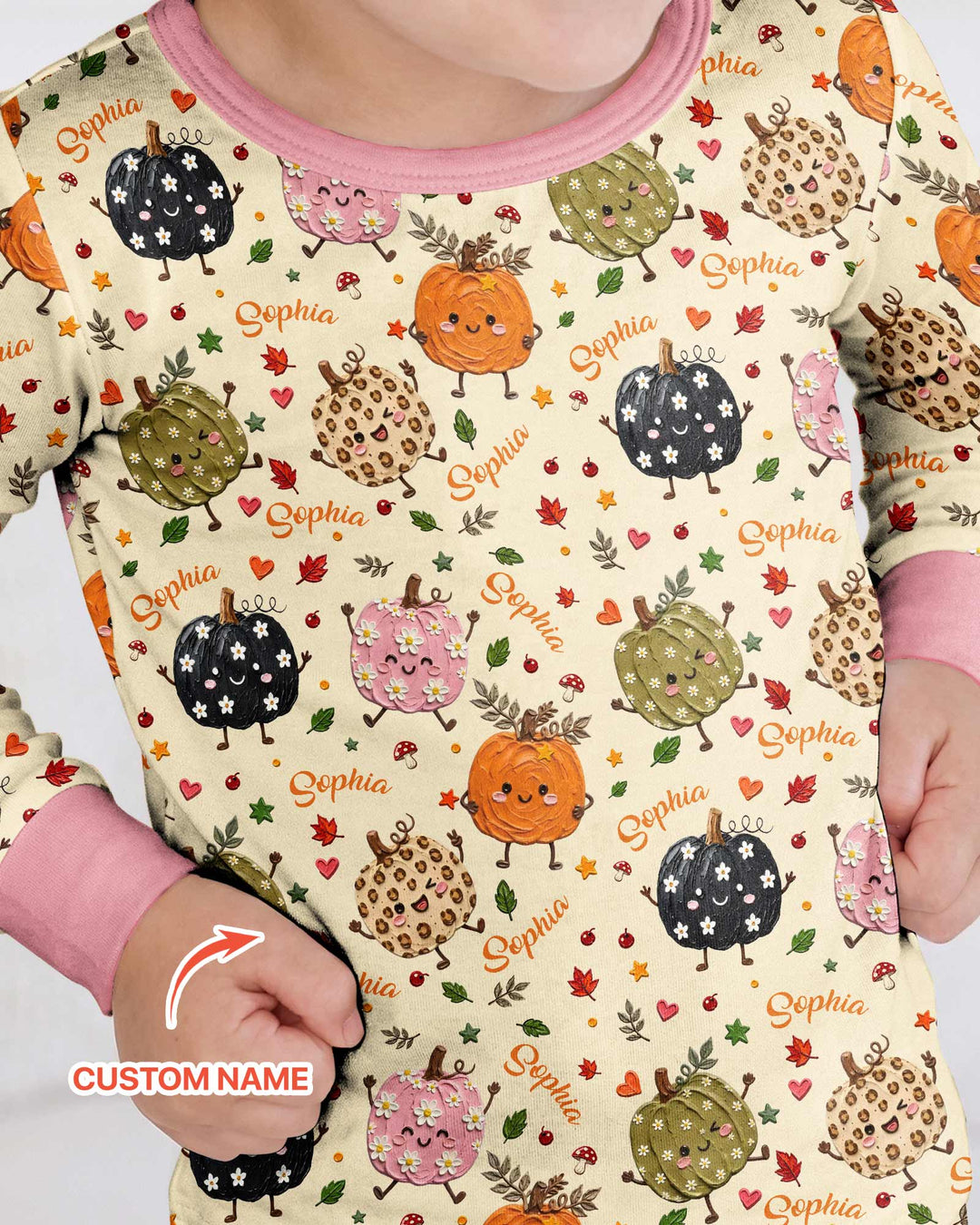 Boho Pumpkin Doodle Bamboo Two Piece Long Sleeve Pajama Set
