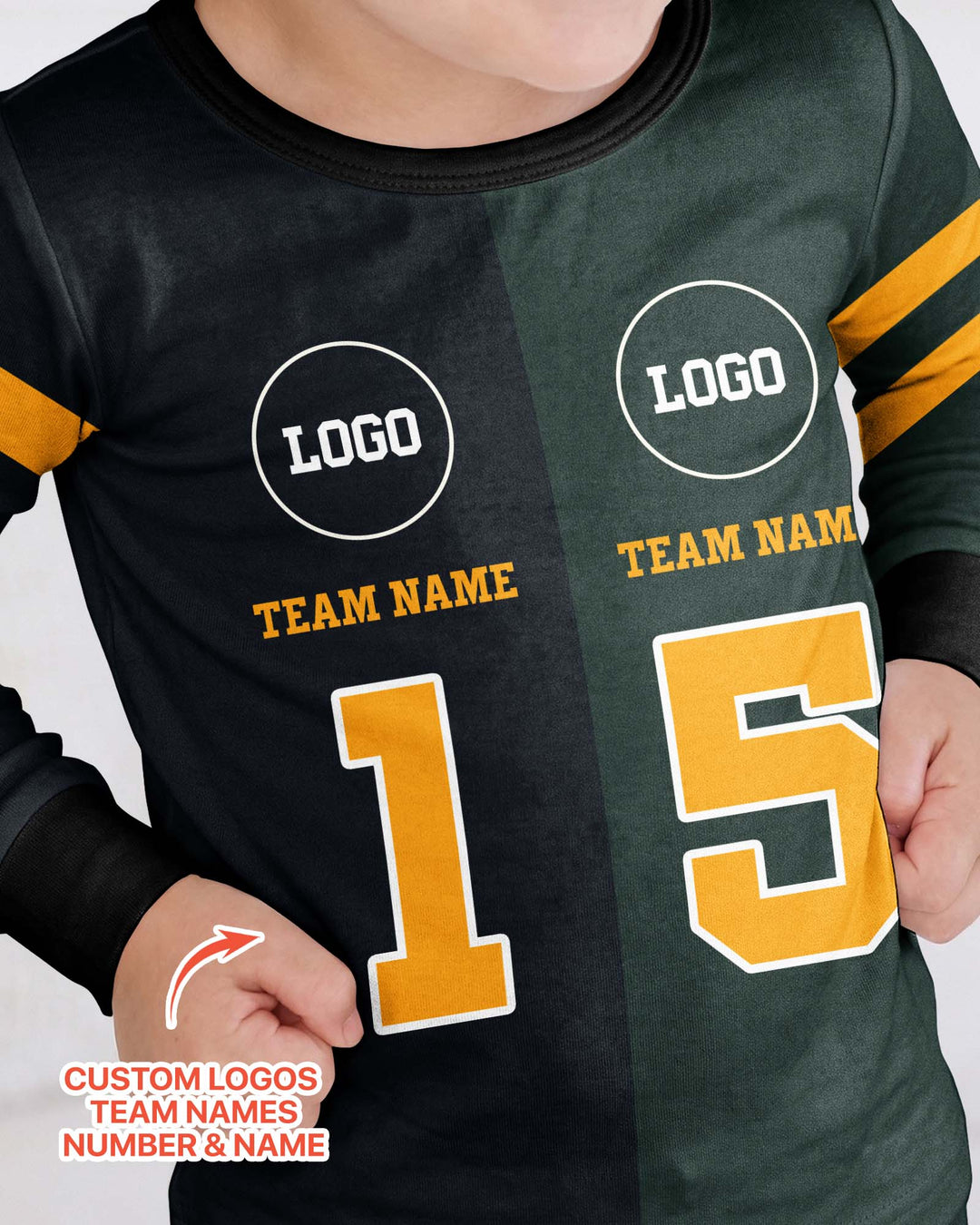 Football Rivalry Family Personalized Bamboo Two Piece Long Sleeve Pajama Set