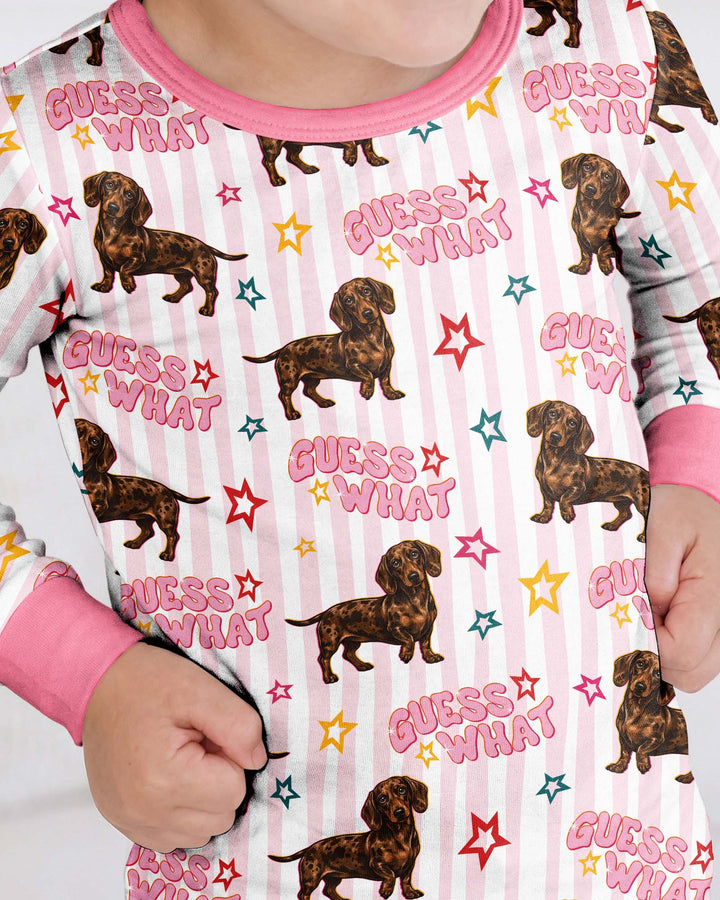 Guess What? Wiener Butt! Bamboo Two Piece Long Sleeve Pajama Set