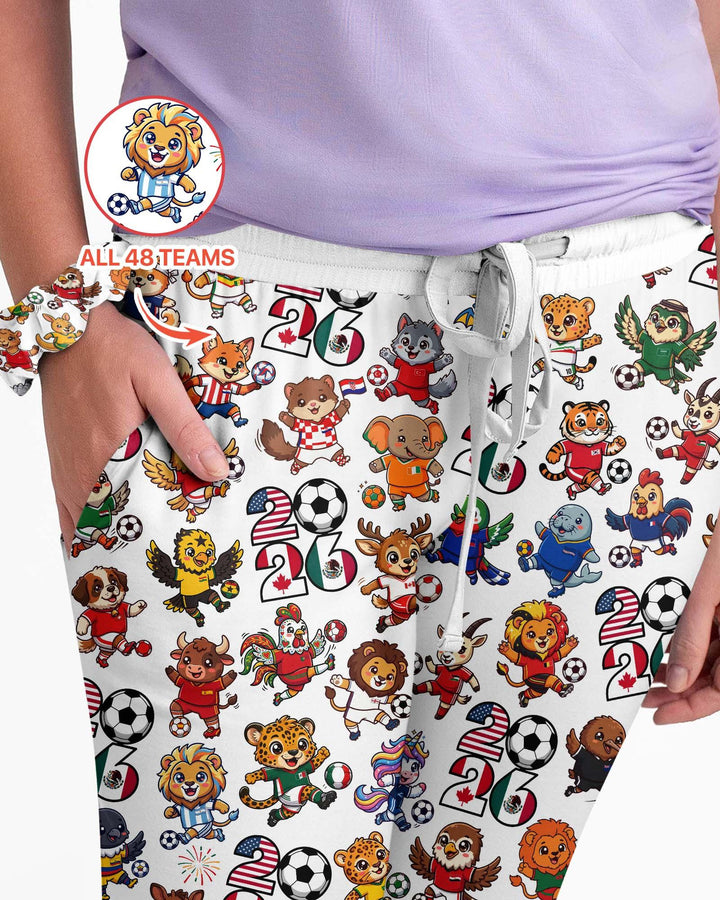 Kawaii Animals Soccer Tour 2026 Family Matching Bamboo Women Pajama Set
