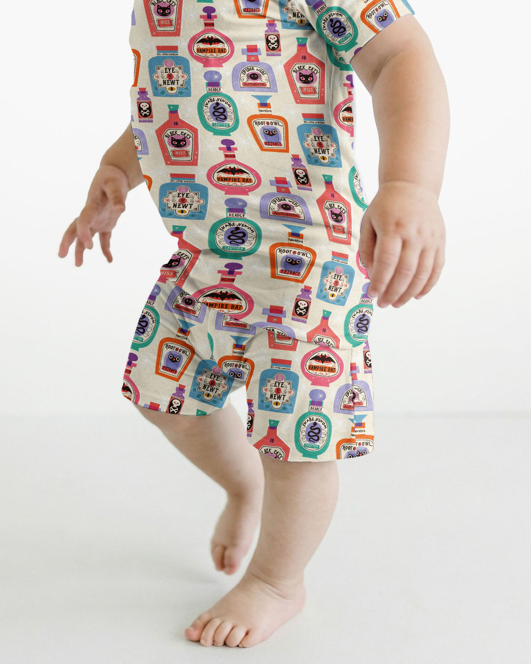 Retro Halloween Potions Bamboo Two Piece Short Sleeve Shorts Pajama Set
