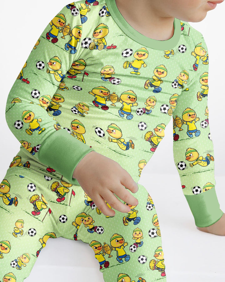 Brasil Soccer Fan Family Matching Bamboo Two Piece Long Sleeve Pajama Set