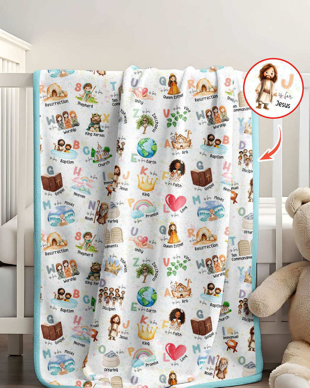 Bible ABC Alphabet Bamboo Blanket