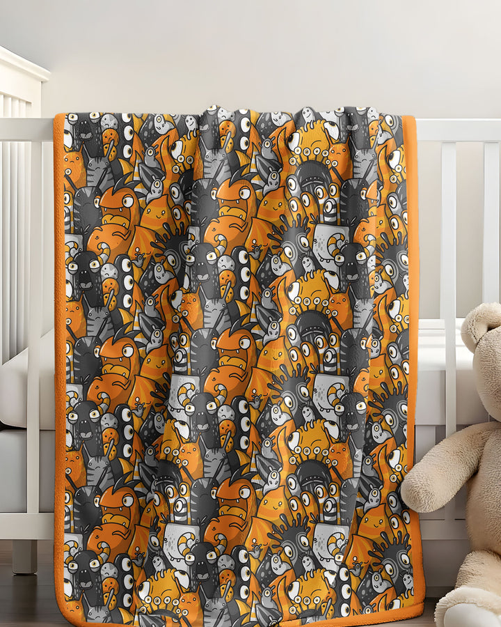 Colorful Doodle Monster Friends Bamboo Blanket