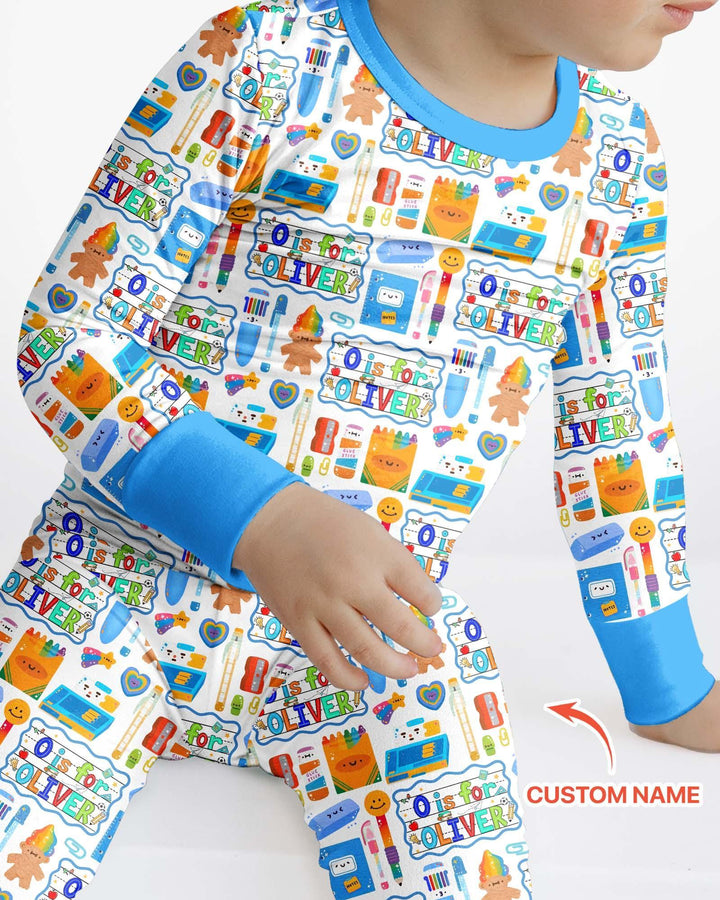 Custom Name Classroom Cuties Bamboo Two Piece Long Sleeve Pajama Set