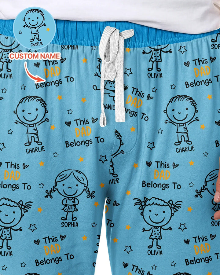 Custom Name This Dad Belongs To Doodle Bamboo Men's Pajama Set