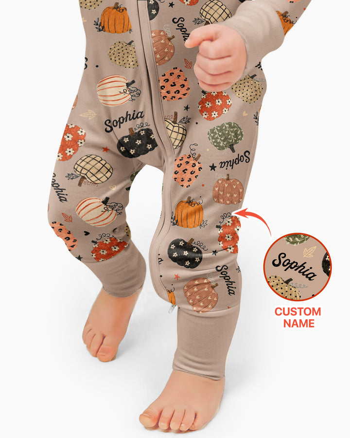 Custom Name Boho Pumpkin Bamboo Convertible Zippy