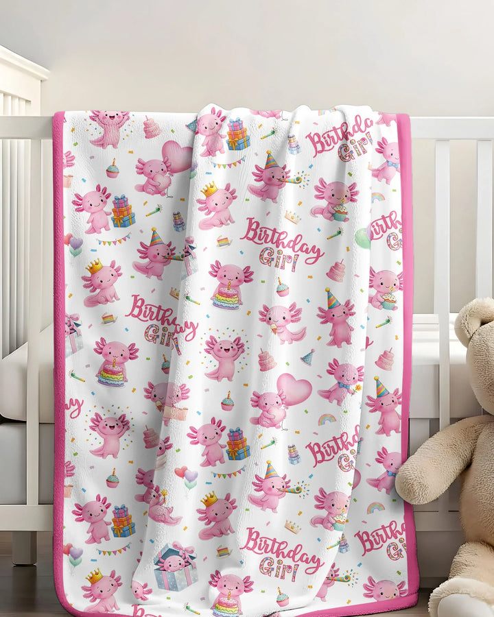 Cute Axolotl Birthday Girl Bamboo Blanket