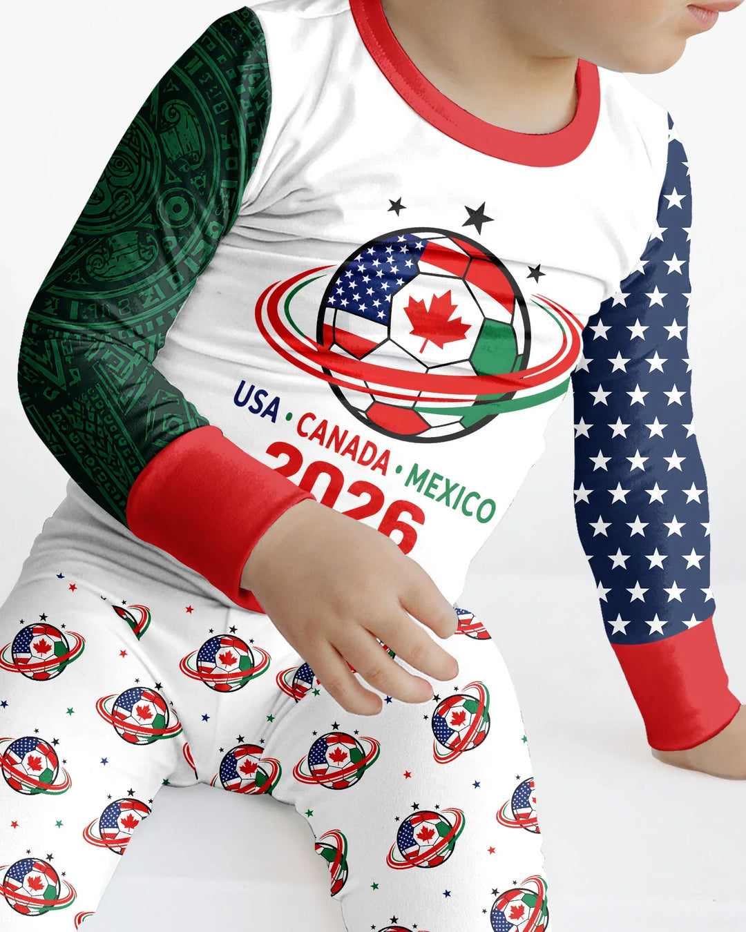 Soccer Cup USA Canada Mexico Bamboo Two Piece Long Sleeve Pajama Set