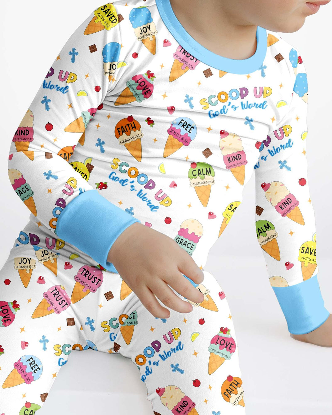 Ice Cream Summer Christian Bamboo Two Piece Long Sleeve Pajama Set