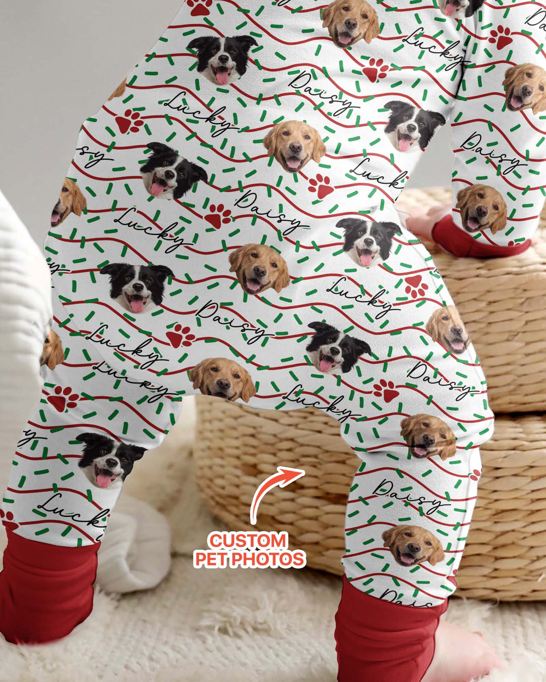 Custom Pet Photo Christmas Sprinkles Bamboo Convertible Zippy
