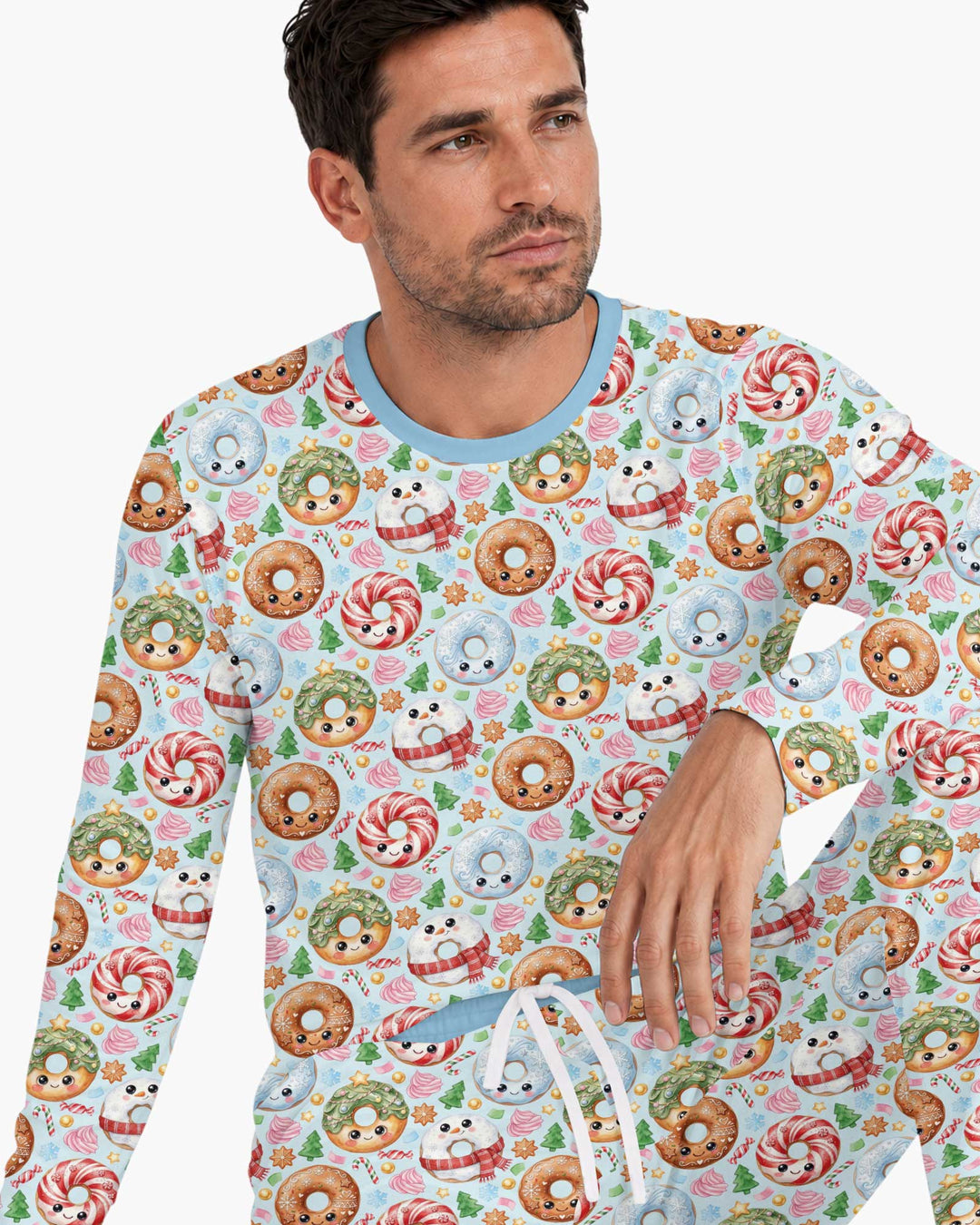 Kawaii Christmas Donuts Bamboo Men's Pajama Set