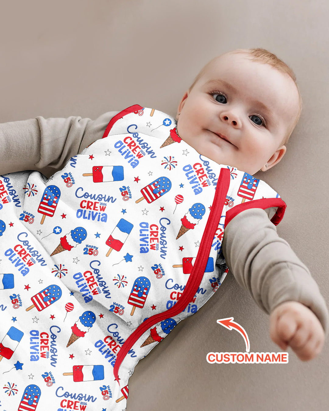 Custom Name 4th of July Cousin Crew Bamboo Sleep Bag