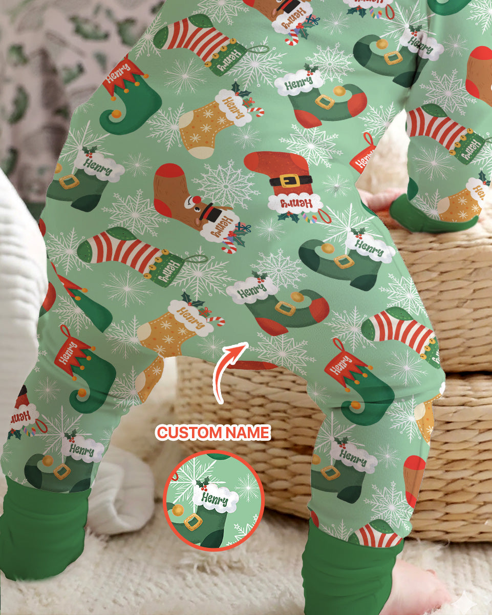 Personalize Christmas Crew Family Matching  Bamboo Convertible Zippy