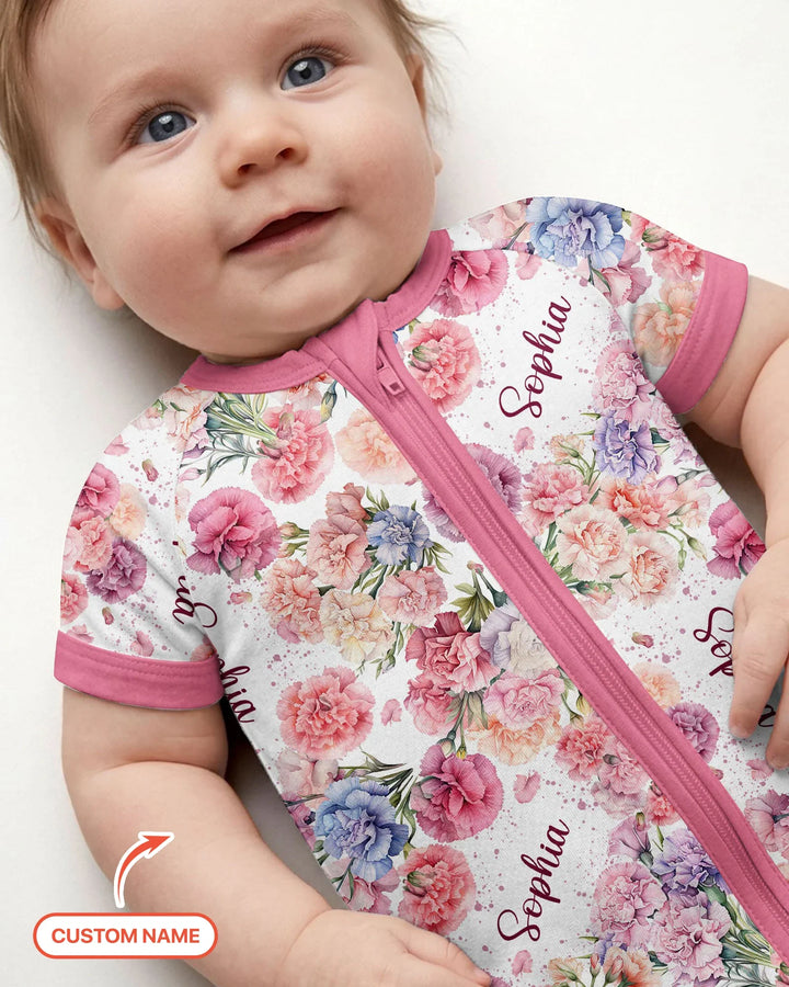 Custom Name Birth Month Flowers Bamboo Shorty Zippy