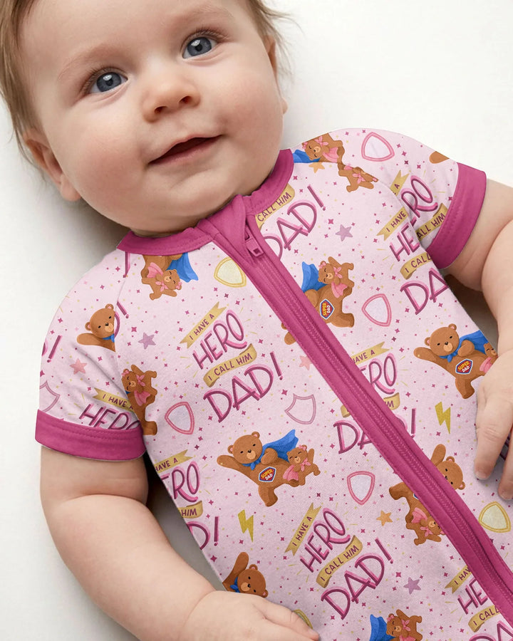 I Have A Hero Daddy & Me Matching Bamboo Shorty Zippy