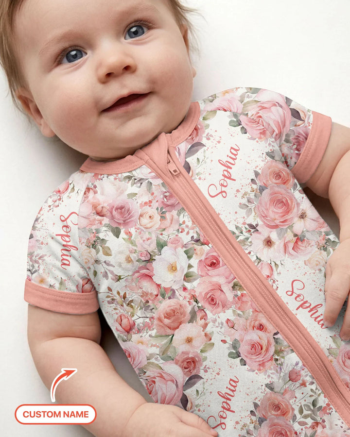 Custom Name Birth Month Flowers Bamboo Shorty Zippy