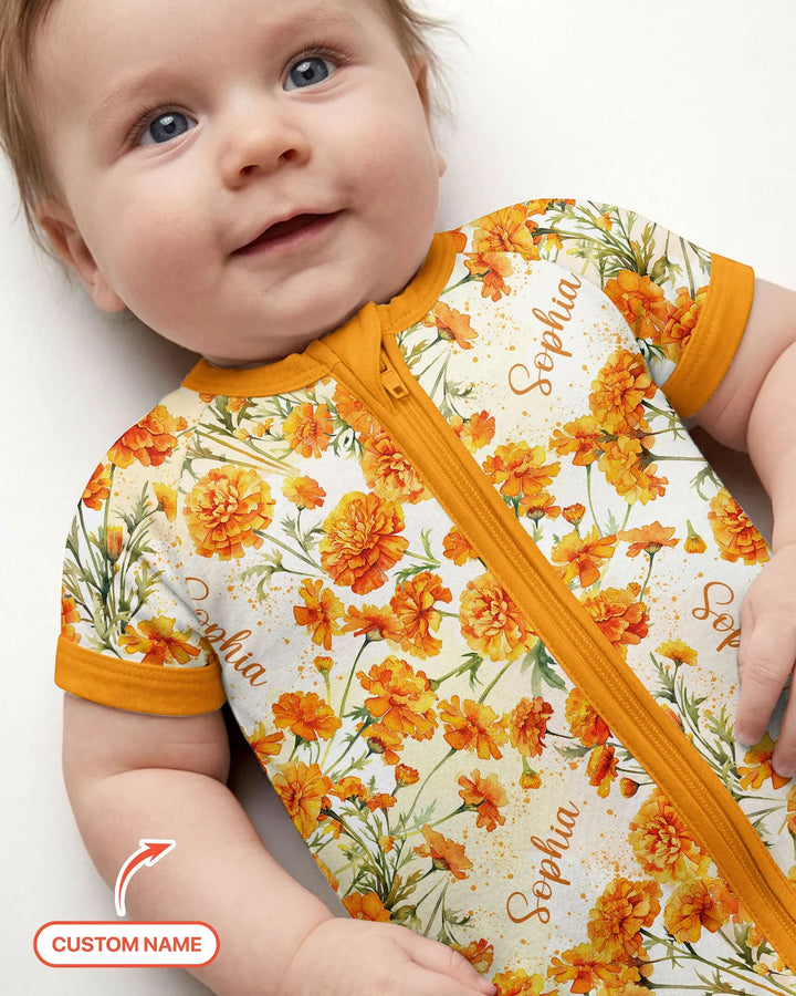 Custom Name Birth Month Flowers Bamboo Shorty Zippy