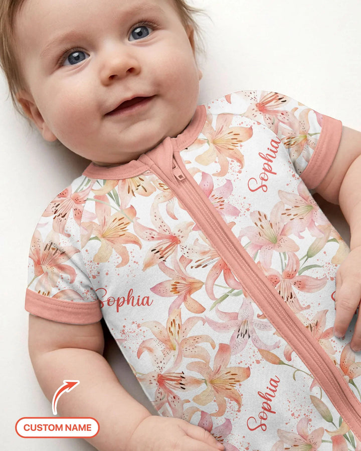 Custom Name Birth Month Flowers Bamboo Shorty Zippy