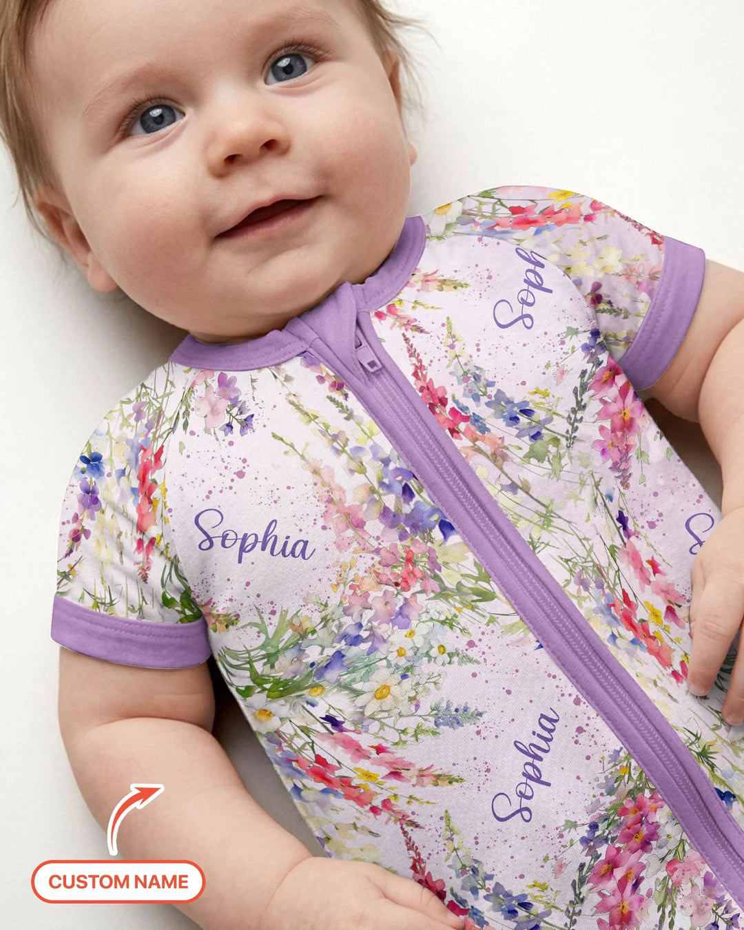 Custom Name Birth Month Flowers Bamboo Shorty Zippy