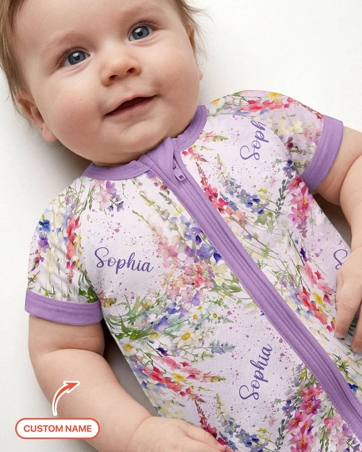 Custom Name Birth Month Flowers Bamboo Shorty Zippy