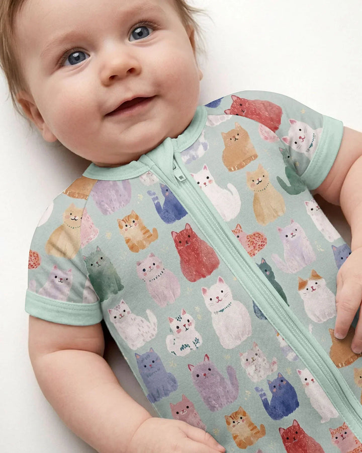 Enchanted Happy Kitty Family Matching Bamboo Shorty Zippy