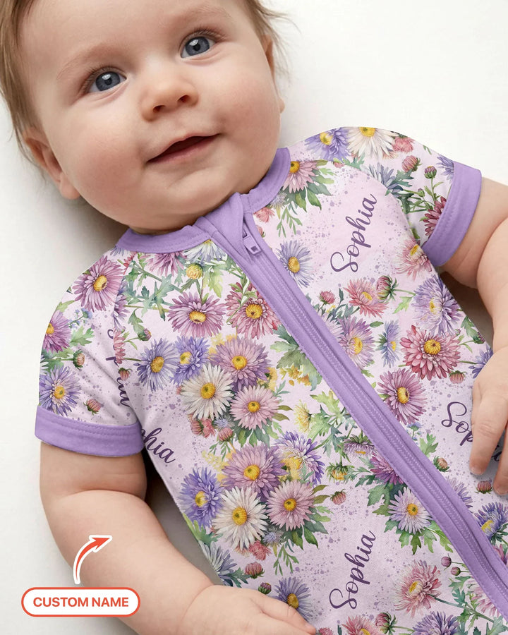 Custom Name Birth Month Flowers Bamboo Shorty Zippy
