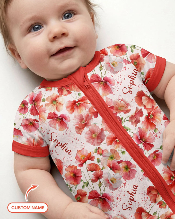 Custom Name Birth Month Flowers Bamboo Shorty Zippy