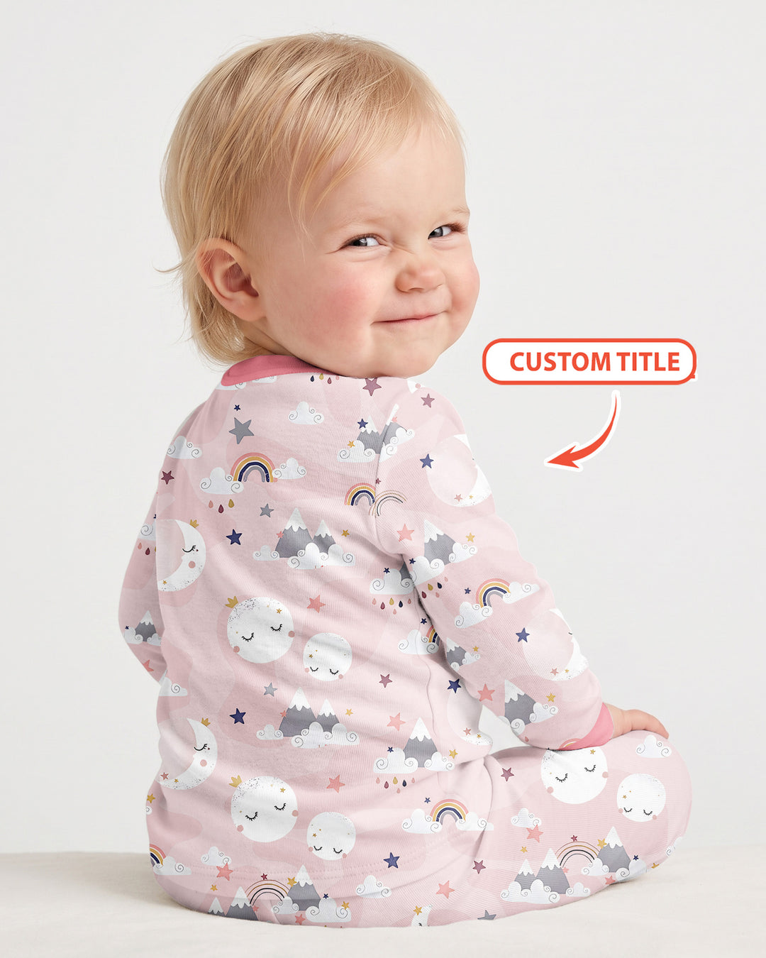 Personalized Loves To The Moon And Back Bamboo Two Piece Long Sleeve Pajama Set
