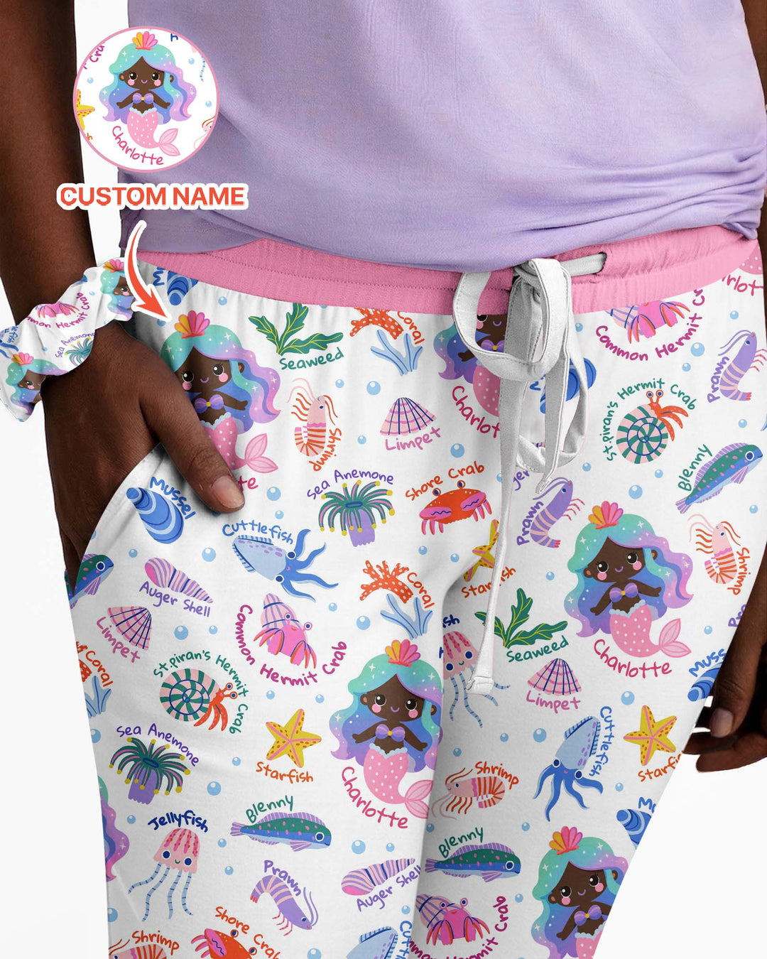 Personalized Cute Mermaid Bamboo Women Pajama Set