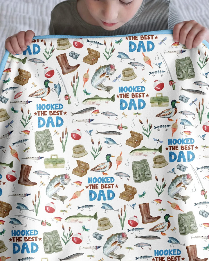 Hooked The Best Dad Daddy & Me Matching Bamboo Blanket