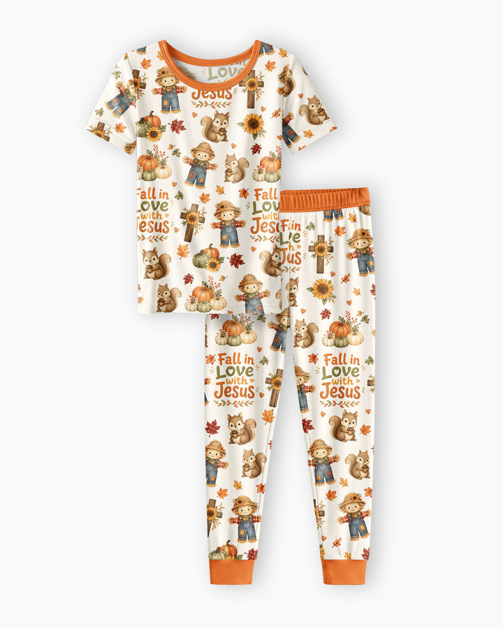 Fall For Jesus Bamboo Two Piece Short Sleeve Pajama Set