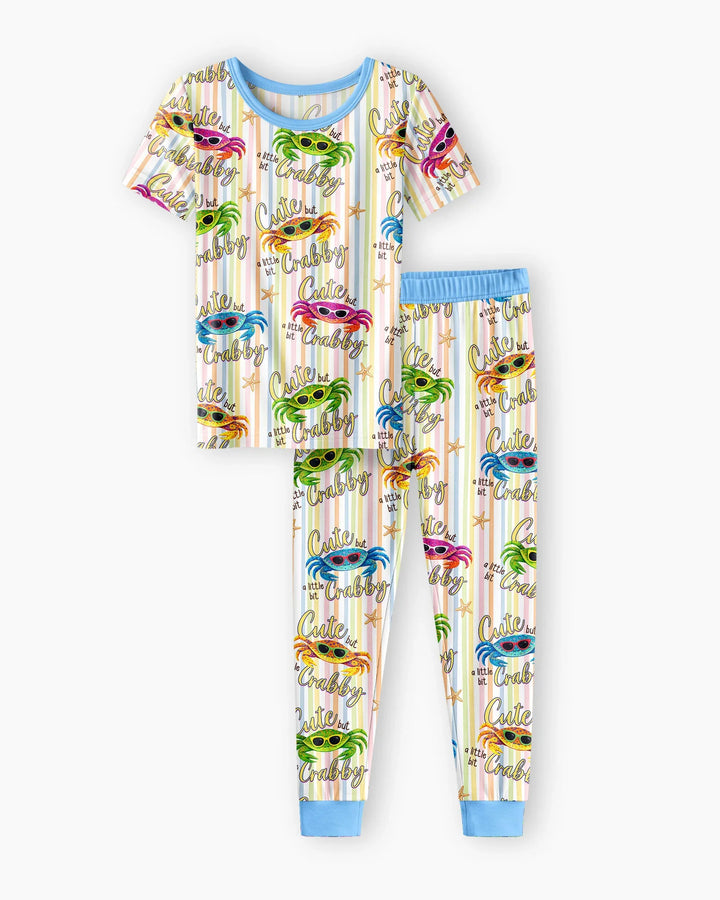 Cute But A Little Bit Crabby Bamboo Two Piece Short Sleeve Pajama Set