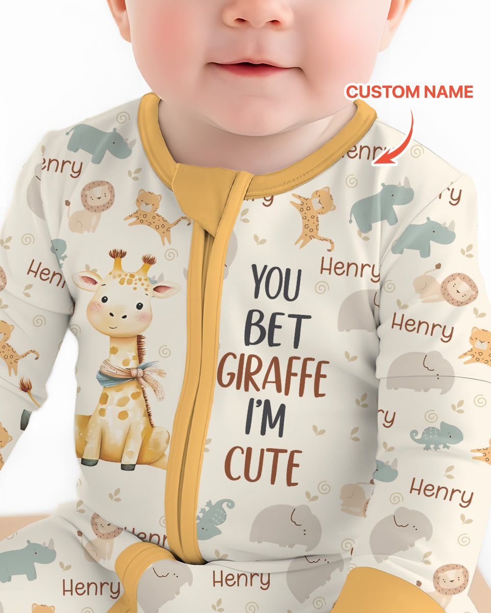 You Bet Giraffe I'm Cute Custom Name Bamboo Convertible Zippy