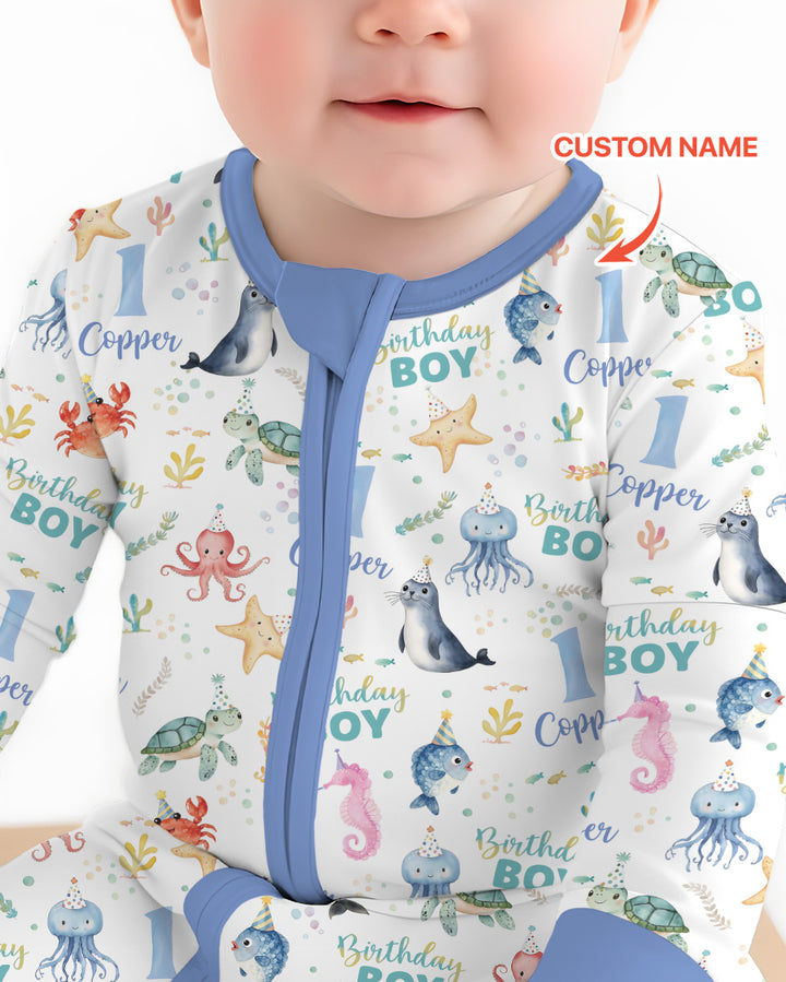 Birthday Under The Sea Custom Name & Age Bamboo Convertible Zippy