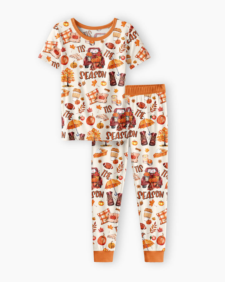 Fall Tis the Season Bamboo Two Piece Short Sleeve Pajama Set