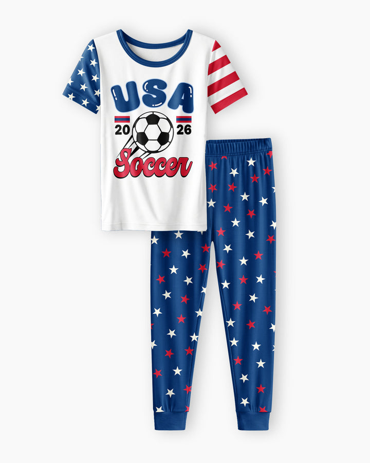 USA Soccer Cup Bamboo Two Piece Short Sleeve Pajama Set