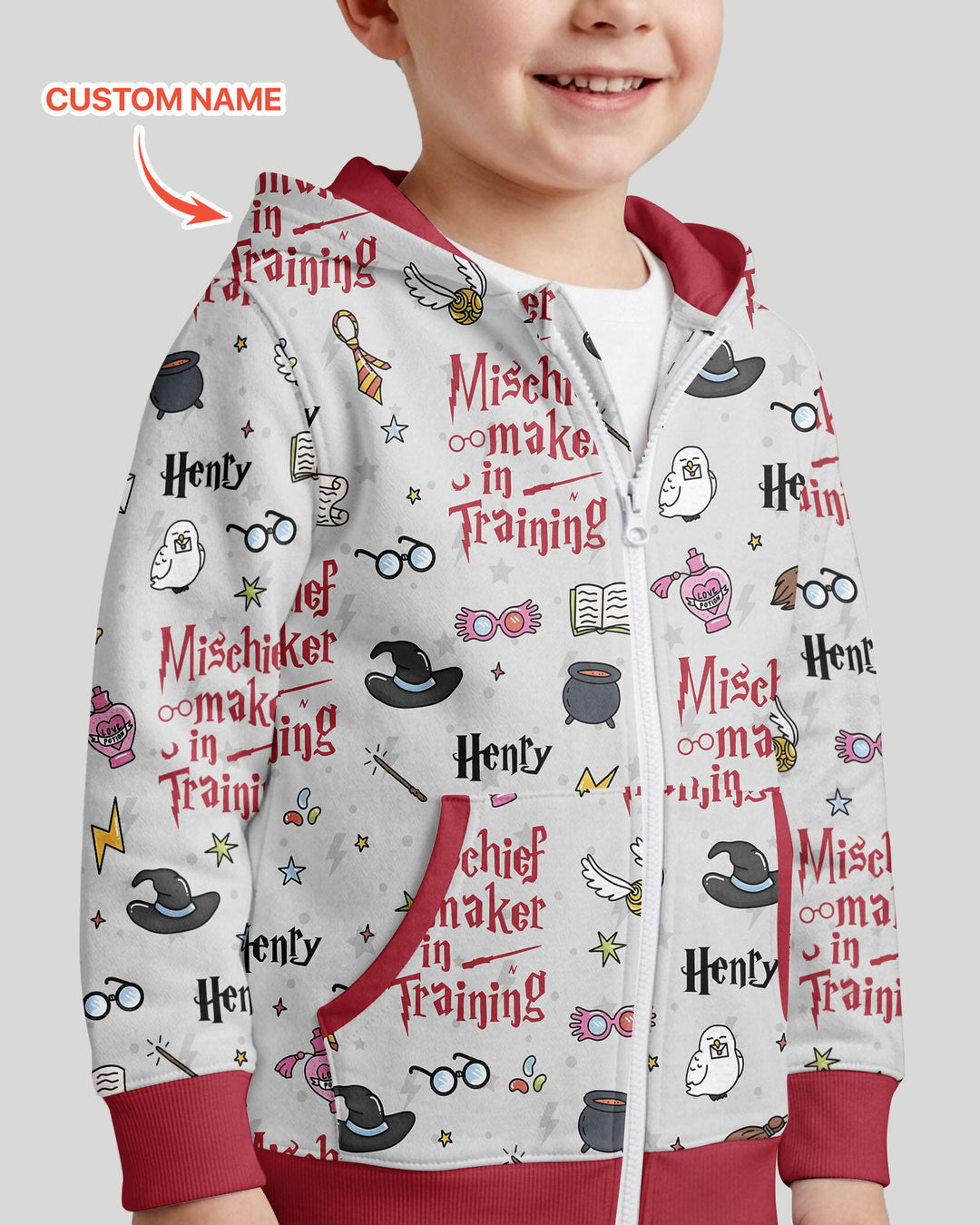 Custom Name Mischief Maker In Training Bamboo Zip Hoodie